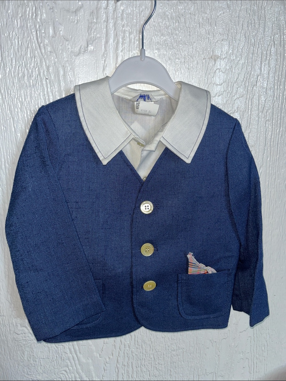 Little Boys' Classic Navy Blazer with Contrast White Collar